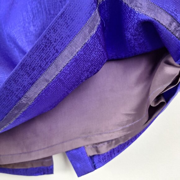 Silk Top & Skirt Suit Set, Size 14. Purple Embroidered Lined Adrianna Papell - Picture 14 of 16